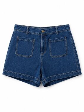LOFT Dark Blue Denim Patch-Pocket Shorts